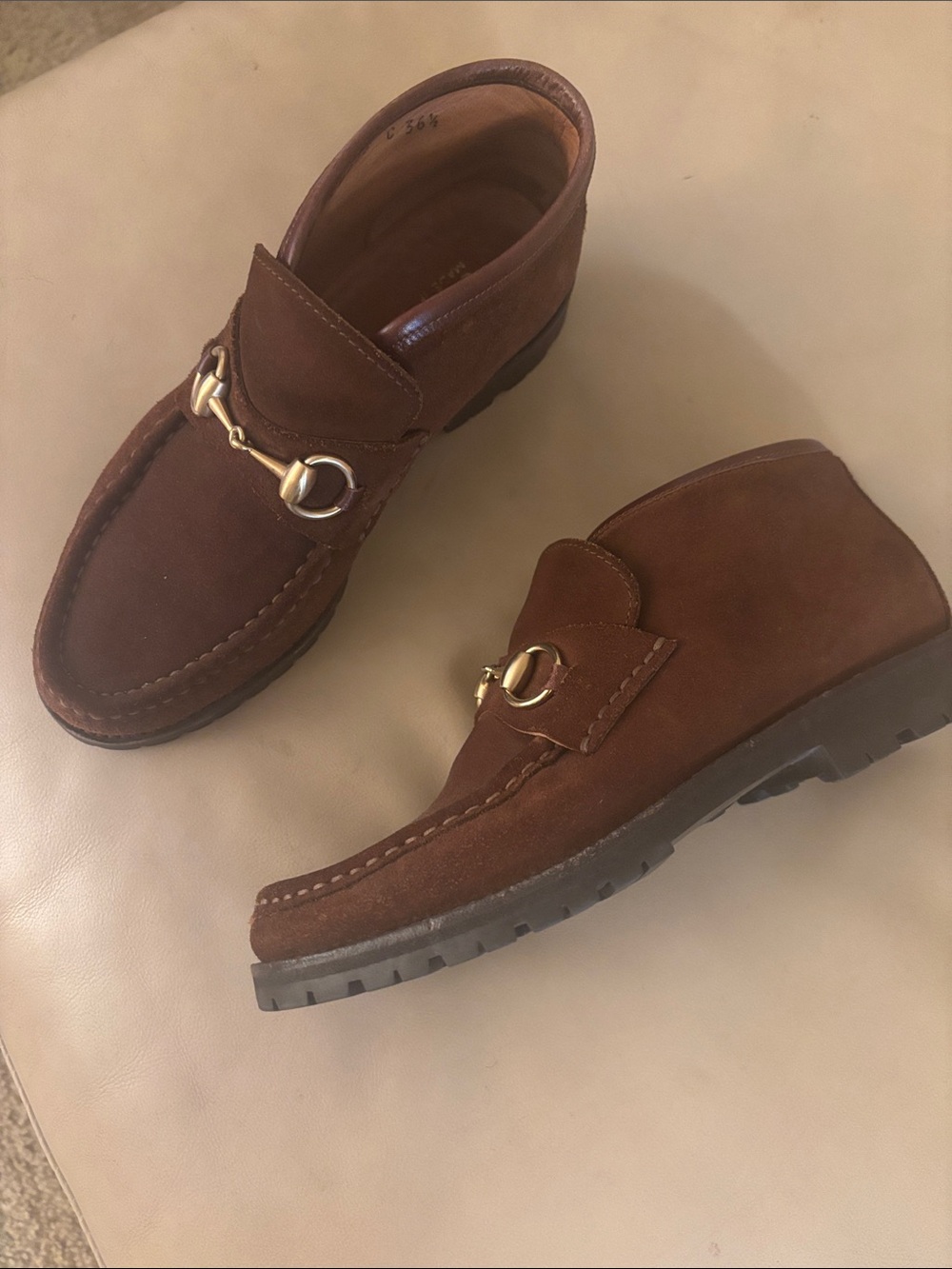 Gucci Brown Suede Horsebit Ankle boots 36.5